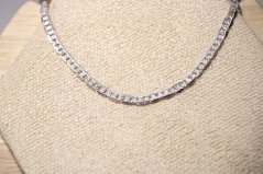 Strieborná retiazka vo vzore MARINA GUCCI, gravírovaný vzor, rhodium, 45,5 cm, 4,64 g, 925/1000