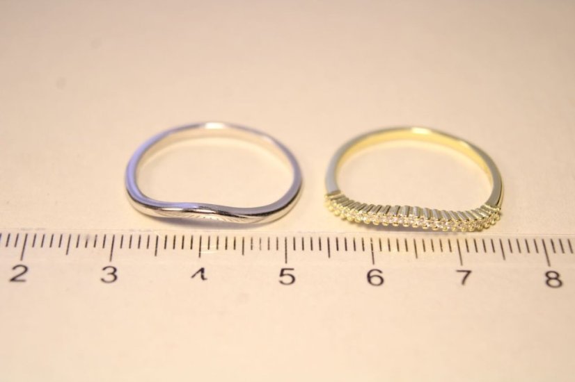 Originálny dvojitý prsteň z kombinovaného striebra, číre zirkóny, veľkosť 59, 2,56g, 925/1000