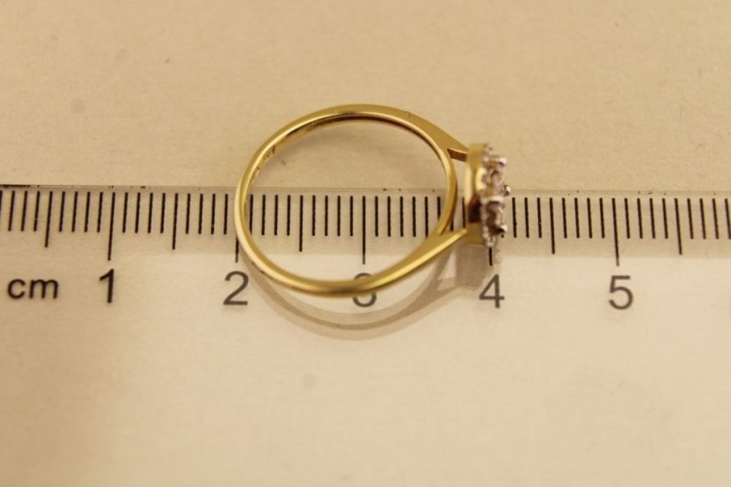 Zlatý prsteň - Okrúhle Brilianty - Žlté zlato - 14k