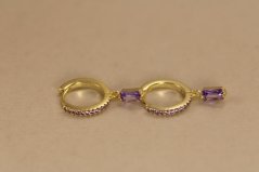 Náušnice- kruhy- fialové zirkóny- zacvakávacie- pozlátené striebro