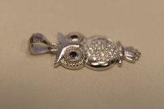 Prívesok Sova-číre kamienky-rhodium-striebro