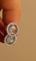 Naušnice- topás- číre zirkóny- puzetky- rhódiované striebro