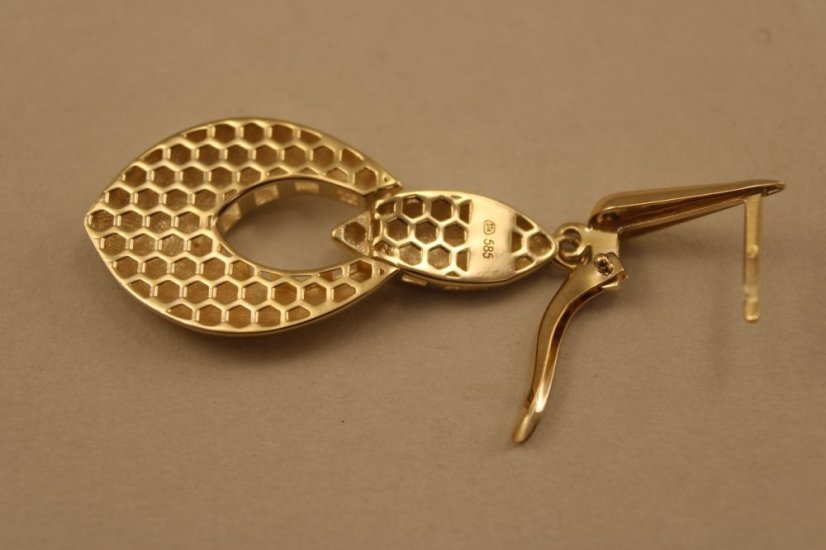 Náušnice-visiace-lesklé-francúzsky patent-žlté zlato-14 karátov