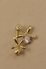 Brošňa- kvetinový vzor- číre zirkóny- pozlátené striebro