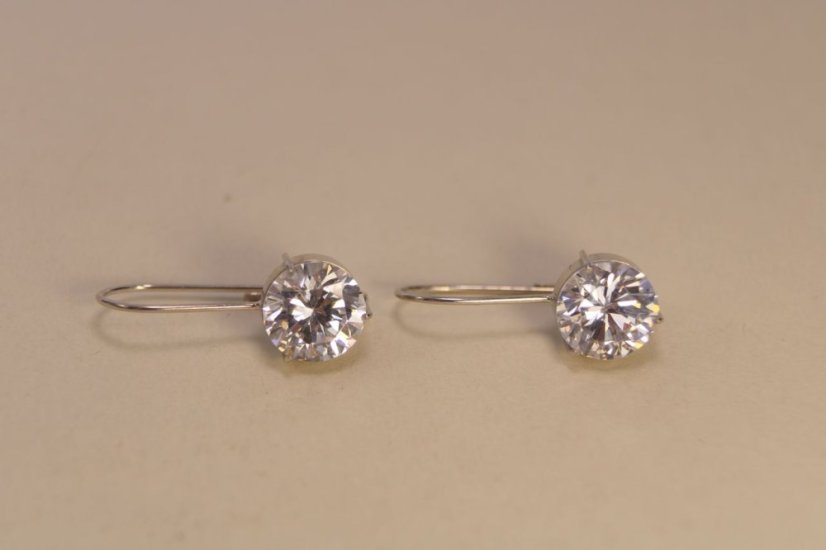 Náušnice-číry zirkón-biele zlato-14 karátov