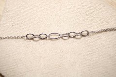 Strieborný náramok,spojená dvojitá retiazka s oválnymi očkami, rhodium, 16-19 cm, 1,31 g, 925/1000