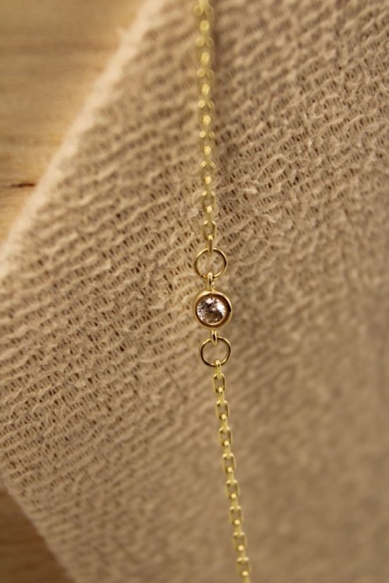 Celebritka- Anker- dva točené kruhy- číry zirkón- žlté zlato- 14 karátov