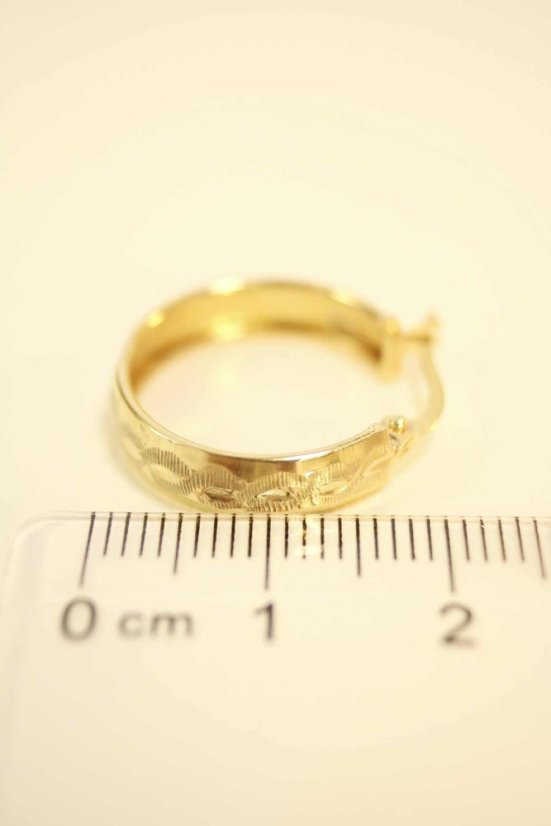 Náušnice gravírované kruhy, žlté zlato, 2,43g, 14k 585/1000