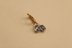 Náušnice - číre kamienky - modrý zirkón - patent - pozlátené striebro