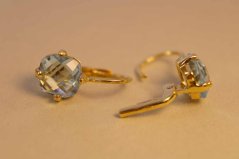 Zlaté klasické naušnice modrý zirkón žlté zlato 3,20 g , 14k 585/1000