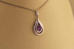 Prívesok - Ametyst a zirkóny - Striebro - 925/1000