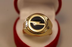 Prsteň - logo OPEL- žlté zlato-14 karátov