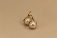 Náušnice - kultivované perly - číre zirkóny - patent - pozlátené striebro