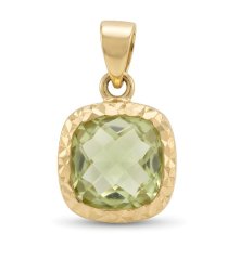 Prívesok-zelený Ametystom-žlté zlato-14 karátov