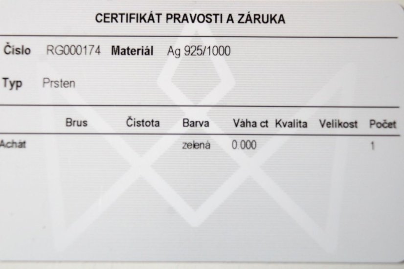 Rhódiovaný pozlátený prsteň s achátom, číre zirkóny, veľkosť 54, 1,40g, 925/1000 - Materiál: Rhodiované striebro, Druh kameňa: ACHÁT, Farba kameňa: Zelený, Veľkosť prsteňa: 54, Váha (g): 1,40, Rýdzosť: STRIEBRO 925/1000