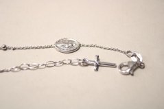 Strieborný náramok rúženec, zázračná medaila, krížik, rhódium, 17-20cm, 2,08g, 925/1000