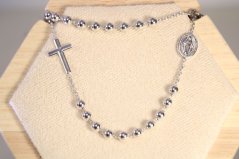 Strieborný ruženec náhrdelník na krk, rhodium, 47,5 cm, 12,80 g, 925/1000