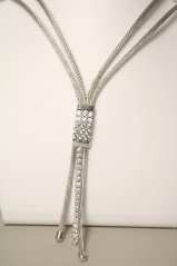 Dámsky náhrdelník z pleteného striebra, číre zirkóny, rhodium, 46 cm, 13,68 cm, 925/1000