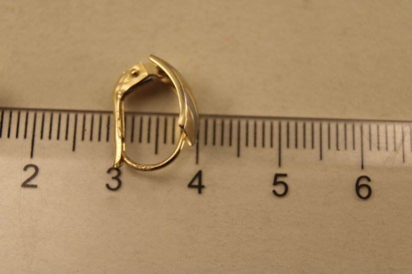 Naušnice - gravír - matovanie - patent - viacfarebné zlato - 14 karátov