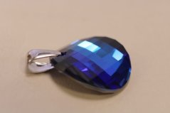 Prívesok - modrý swarovski kameňom-rhodiované striebro