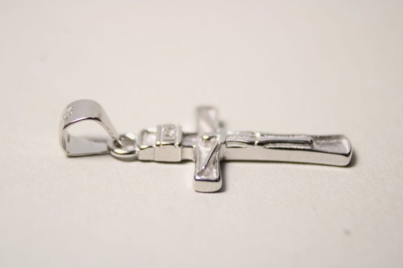 Strieborný prívesok krížik - JEŽIŠ, rhodium, 1,18 g, 925/1000