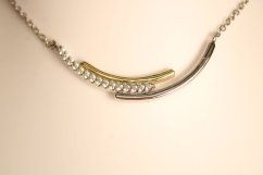 Strieborná pozlátená celebritka zaoblená kontúra s čírymi zirkónmi, kombinované striebro, 42-45 cm, 4,10 g, 925/1000