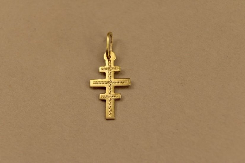 Prívesok-gravír-greckokatolícky kríž-žlté zlato-14 karátov
