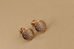 Naušnice- číre zirkóny- šrúbky-ružové zlato- 14 karátov