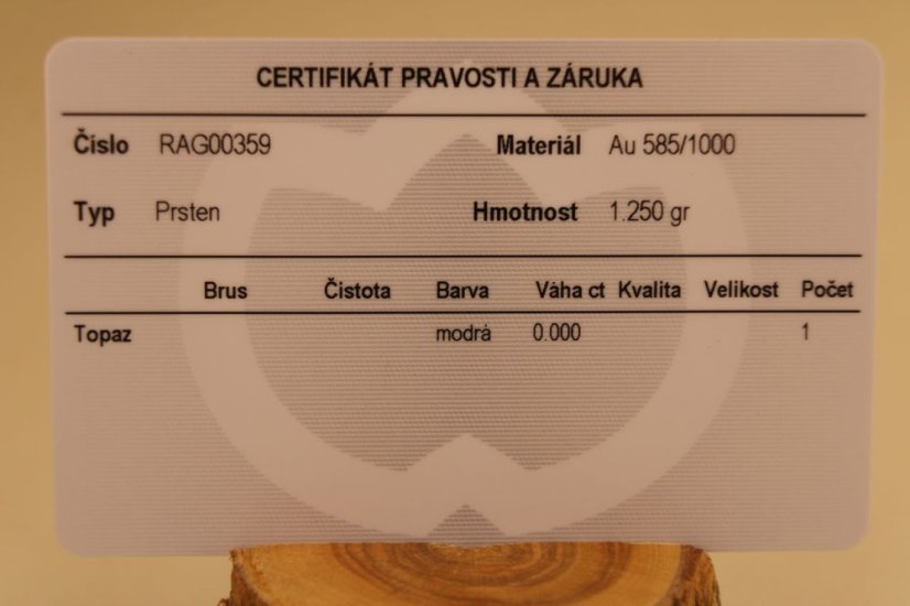 Prsteň- Topás- zirkóny- biele zlato- 14 karátov