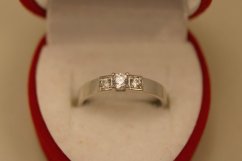 Prsteň-biele zlato-číre zirkóny-14K