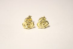 Náušnice-ruža-puzetky-pozlátené striebro