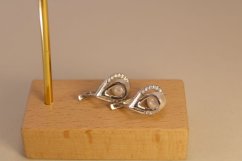 Náušnice- kvapky-biela perla- zirkón- biele zlato- francúzsky patent-14 karátov