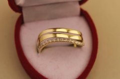 Prsteň- diamanty- H/Si2- žlté zlato- 14 karátov