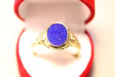 Prsteň- kameň Lapis Lazuli- žlté zlato- 14 karátov