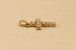 Prívesok-krížik-žlté zlato-číre zirkóny-14k
