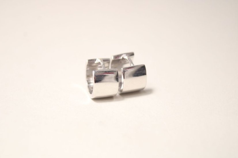 Strieborné náušnice hladké kruhy, rhodium, zacvakávacie zapínanie, 5,08 g, 925/1000