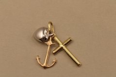 Prívesok -srdce- kotva- kríž- kombinované zlato-14 karátov