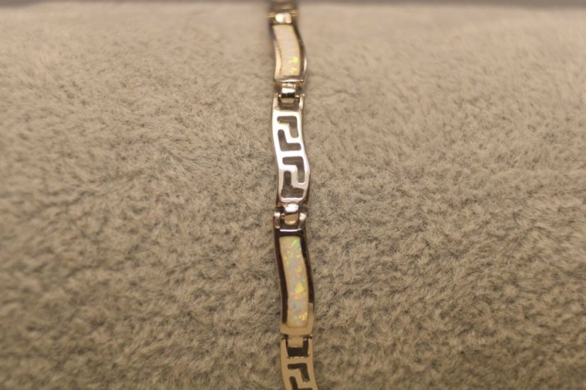 Náramok-biely opál-rhodium-striebro