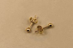 Náušnice- malé guličky- puzetky- žlté zlato- 14 karátov