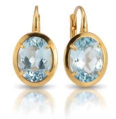 Náušnice - prírodný topás - patent - žlté zlato -14K
