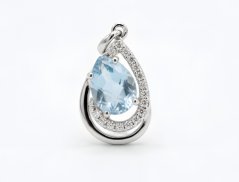 Prívesok - Topás - číre zirkóny - rhodium - striebro