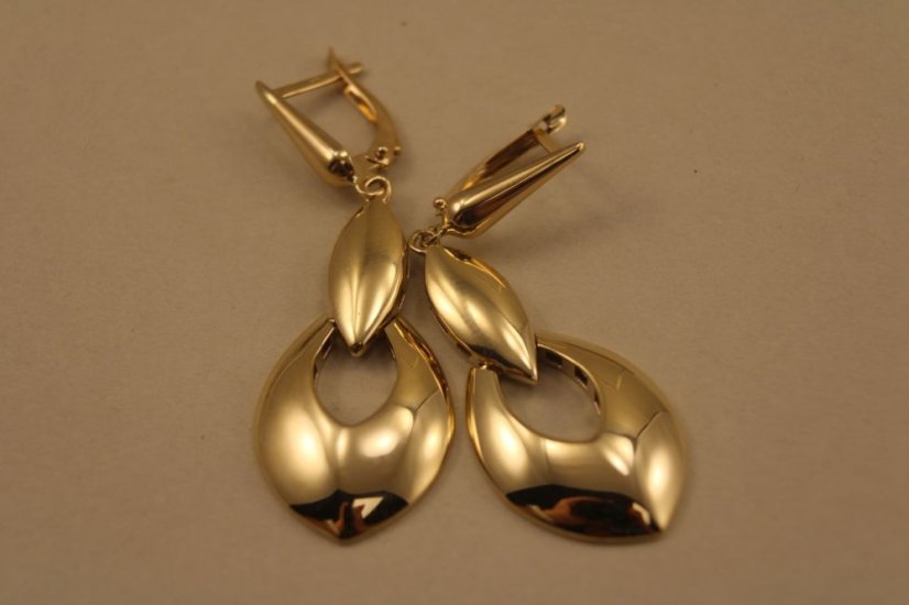 Náušnice-visiace-lesklé-francúzsky patent-žlté zlato-14 karátov