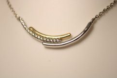 Strieborná pozlátená celebritka zaoblená kontúra s čírymi zirkónmi, kombinované striebro, 42-45 cm, 4,10 g, 925/1000