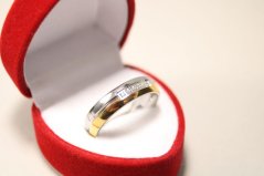 Oceľový prsteň, kombinovaná obrúčka, číre zirkóny, veľkosť 56, 3,43 g, 316/L