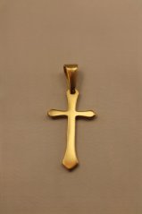 Prívesok- moderný krížik- hladký- pozlátená chirurgická oceľ