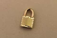 Zlatý prívesok - Zámok - Matné detaily - Žlté zlato - 14k