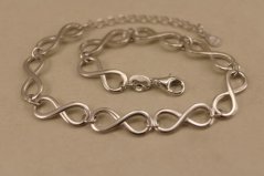 Náramok- nekonečno- hladký povrch- rhódiované striebro