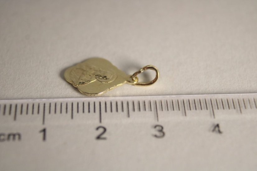 Zlatý obojstranný prívesok Škapuliar Panny Márie, žlté zlato, 0,85 g, 14K 585/1000