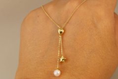 Celebritka-Srdce-Hviezda-Perla-Brúsený Anker-Žlté zlato-14k