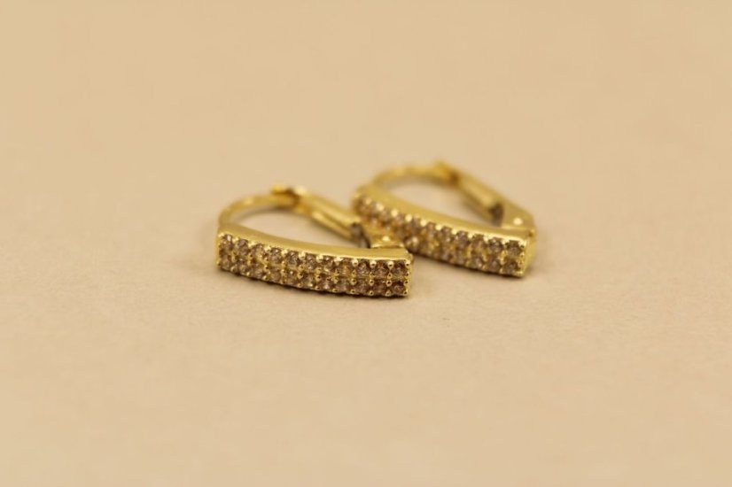 Zlaté náušnice, žlté zlato, klasický patent, číre zirkóny, 1,88g, 14k 585/1000